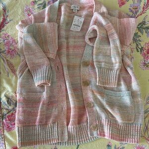 J. Crew Women's Pink and Cream Knit Sweater